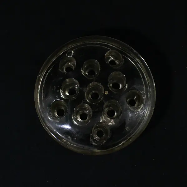 Unbranded Round Clear Glass Flower Frog For Flower Arrangements 11 Holes 3.75"