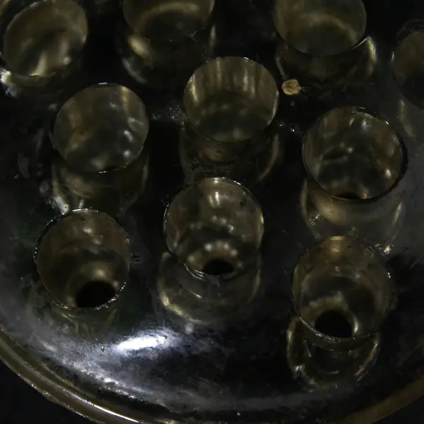 Unbranded Round Clear Glass Flower Frog For Flower Arrangements 11 Holes 3.75"