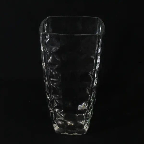 Unbranded Large Wide Mouth Geometric Square Heavy Clear Glass Vase 11.75" Tall