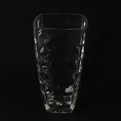 Unbranded Large Wide Mouth Geometric Square Heavy Clear Glass Vase 11.75" Tall