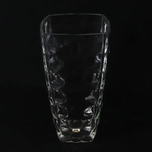 Unbranded Large Wide Mouth Geometric Square Heavy Clear Glass Vase 11.75" Tall