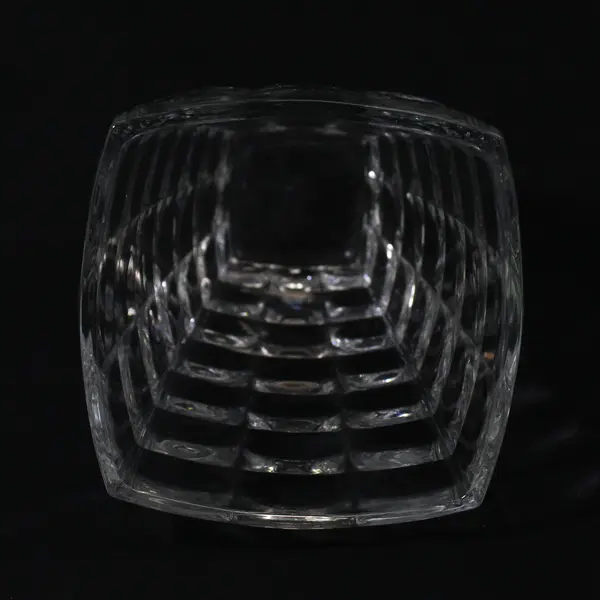Unbranded Large Wide Mouth Geometric Square Heavy Clear Glass Vase 11.75" Tall