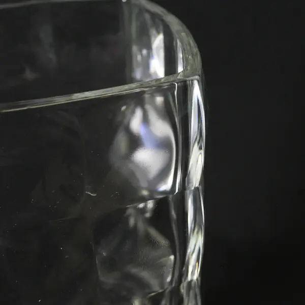 Unbranded Large Wide Mouth Geometric Square Heavy Clear Glass Vase 11.75" Tall