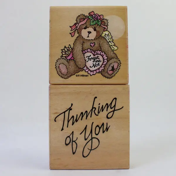 Lot of 3 Rubber Stamps - Happy Birthday, Forget Me Not, Thinking of You