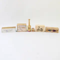 Lot of 6 Rubber Stamps Bicycle Peace on Earth To Baby Sleeping Rocking Horse