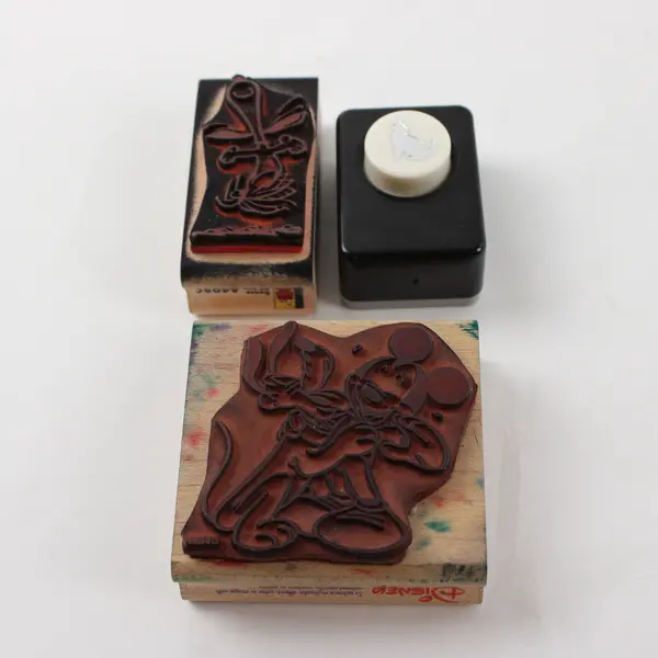 Lot of 3 Rubber Stamps Mickey & Pluto Snoopy Howling Wolf 