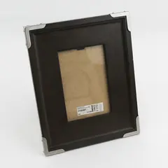 Ikea 8×10 Brown Wooden Photo Frame, Silver Metal Corners, #16228