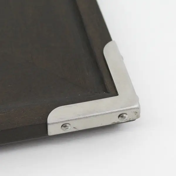 Ikea 8×10 Brown Wooden Photo Frame, Silver Metal Corners, #16228