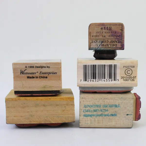 Lot of 5 Rubber Stamps Birdhouse Calf Cow Duck Chevron 