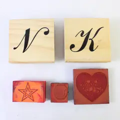 Lot of 5 Rubber Stamps K, N, Star, Heart & Honey Pot 