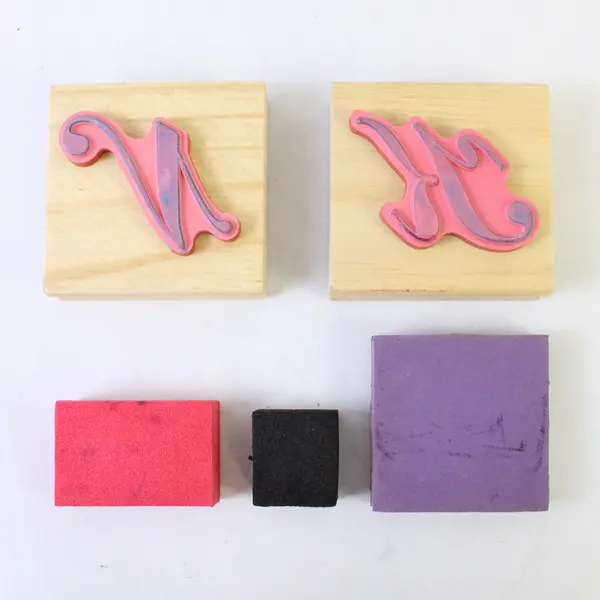 Lot of 5 Rubber Stamps K, N, Star, Heart & Honey Pot 