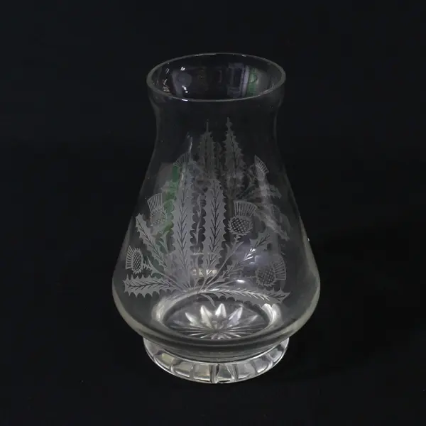 Edinburgh Crystal Thistle Patterned Clear Glass Bouquet Vase 6.5" Tall