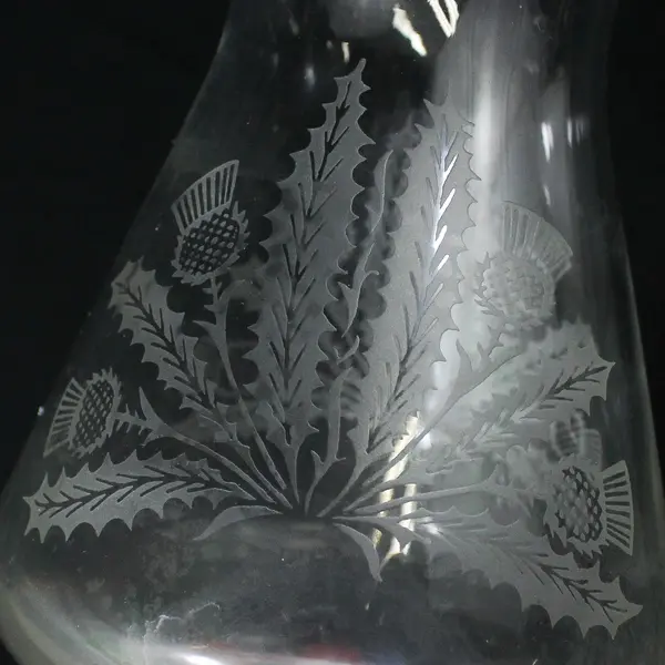 Edinburgh Crystal Thistle Patterned Clear Glass Bouquet Vase 6.5" Tall