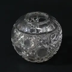 Unbranded Cubed Etched Patterned Clear Glass Sphere Bud Vase 3.5" Tall