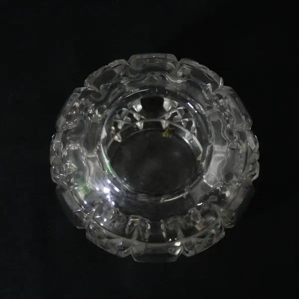 Unbranded Cubed Etched Patterned Clear Glass Sphere Bud Vase 3.5" Tall