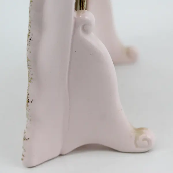 Vtg Norcrest J414 Porcelain Freestanding Picture Frame 7" Pink W Applied Flowers