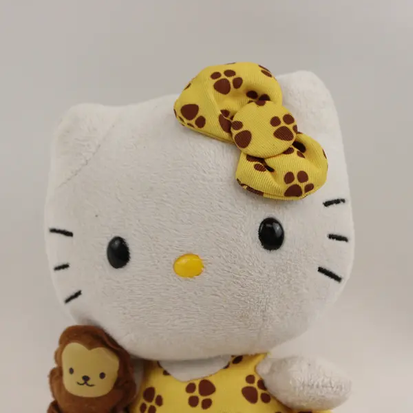TY Hello Kitty Sanrio 6" Plush Yellow Dress & Bow Monkey Motif