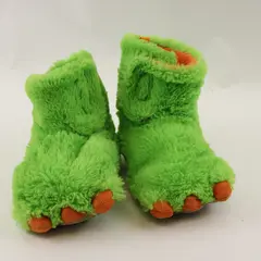 Wonder Nation Monster Claw Slip-On Slippers Green/Orange Kids 7-8