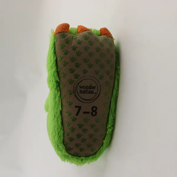 Wonder Nation Monster Claw Slip-On Slippers Green/Orange Kids 7-8