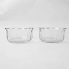 Set of 2 Vtg Anchor Hocking Moments Bowl Clear Glass Scalloped Rim Bowls 5.5"