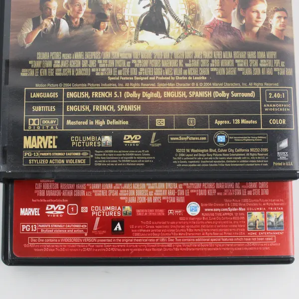Lot of 2 Spider-Man Double DVD Movies  1 & 2 Widescreen Editions 2002/2004