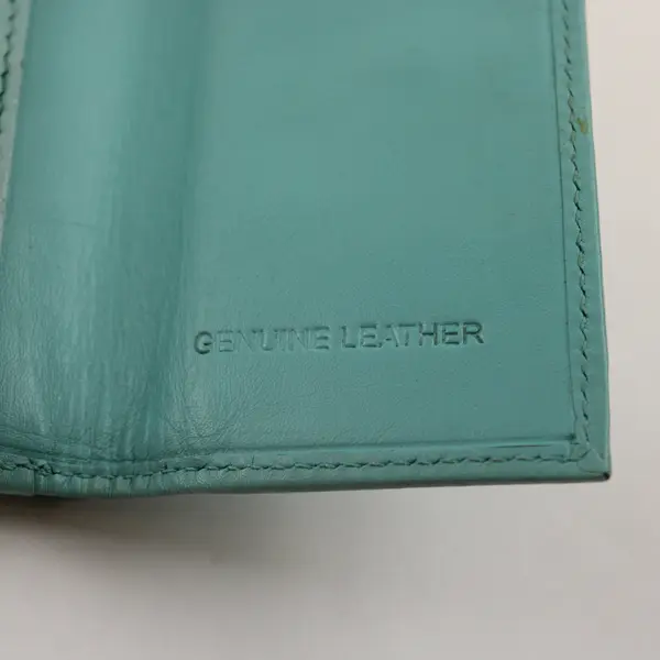 Genuine Leather Small Light Blue Women's Wallet Snap Closure