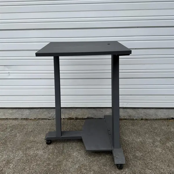 Gray Stand Up Metal Work Desk w/ Wheels 25.5"x21.5" Tabletop - Local Pickup Only