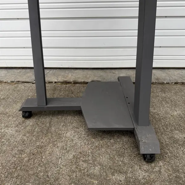 Gray Stand Up Metal Work Desk w/ Wheels 25.5"x21.5" Tabletop - Local Pickup Only
