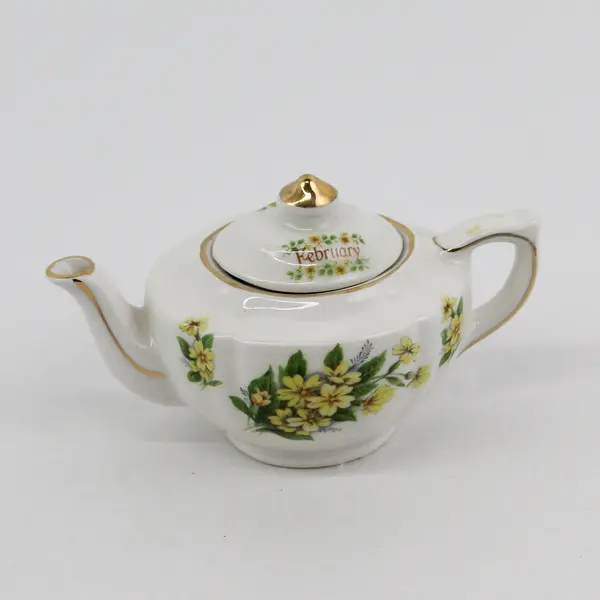 Sadler England Miniature Bone China February Yellow Violets Teapot