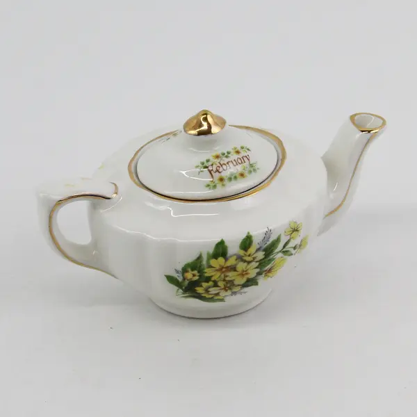 Sadler England Miniature Bone China February Yellow Violets Teapot