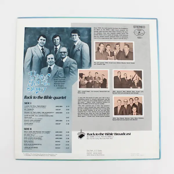 Back to the Bible Quartet I Love to Tell the Story 12" Vinyl LP VG