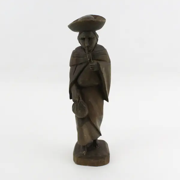 Handmade Carved Wooden South American Peru/Ecuador Women Figurine 11.5" Tall