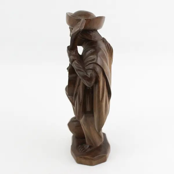 Handmade Carved Wooden South American Man Playing Guitar Figurine 11" Tall