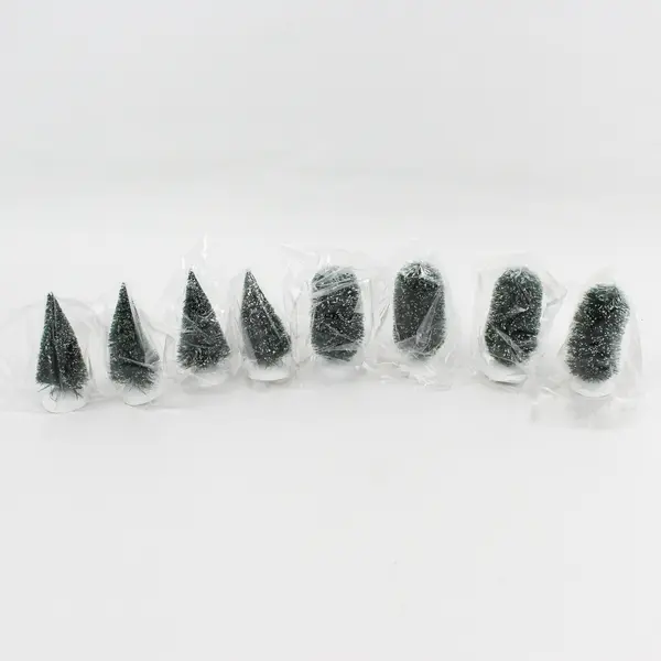 Set Of 8 Department 56 Heritage Village Collection Frosted Topiary Trees