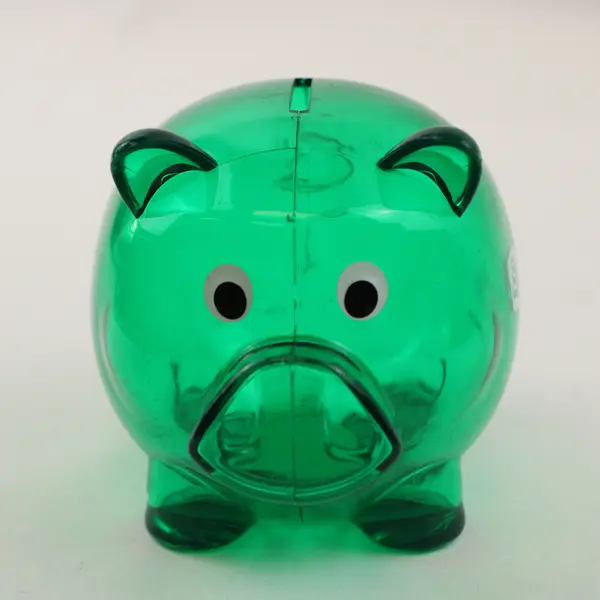 First Federal Green Plastic Piggy Bank Collectible Very Good Condition