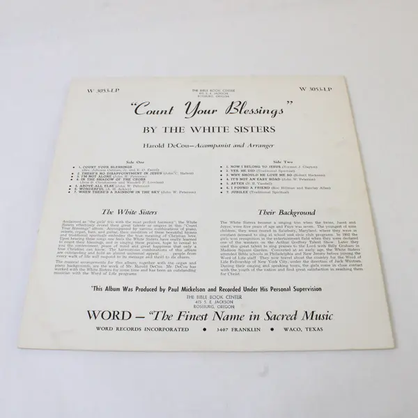 The White Sisters "Count Your Blessings" 12"  Vinyl Records