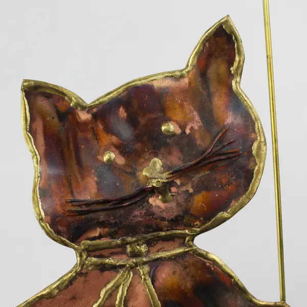 Copperland Arts And Crafts Gariepy Metal Art Cat With Umbrella