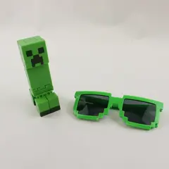 Lot of 2 Minecraft Creeper Figure 80960 & Sunglasses 