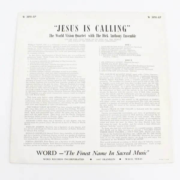 World Vision Quartet "Jesus is Calling" 12" Vinyl Record
