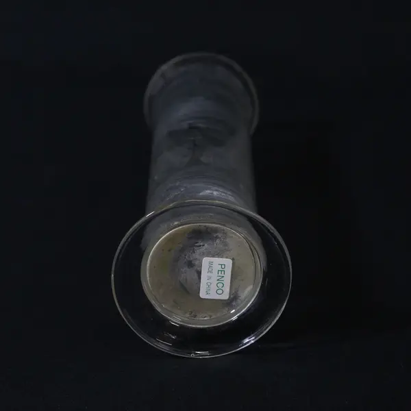 Penco Simple Clear Glass Round Cylinder Candle Holder 8" Tall Made In China