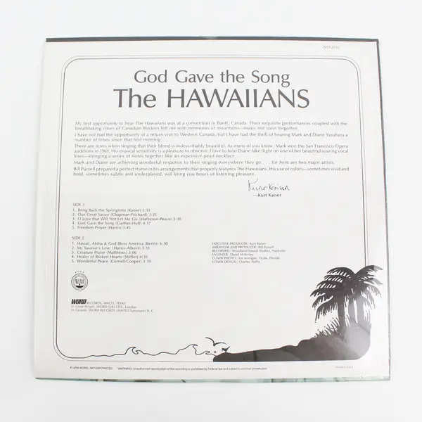 The Hawaiians "God Gave The Song" 12" Vinyl Record