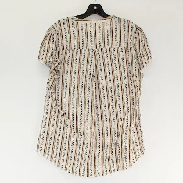 Bulotus Beige/Orange/Green Striped Short Sleeve Shirt Top Women's Size XL