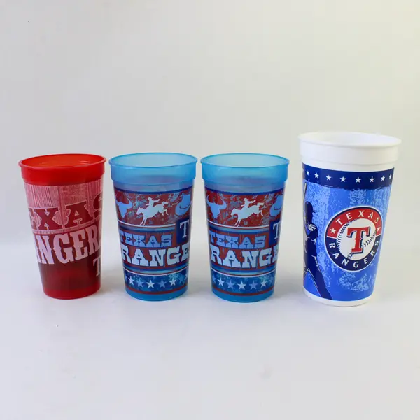 Lot of 4 Texas Rangers Plastic Drinking Cups MLB