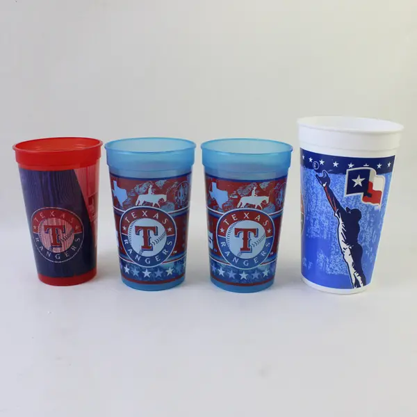 Lot of 4 Texas Rangers Plastic Drinking Cups MLB