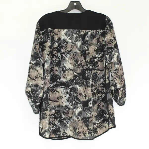 Daniel Rainn Black/Green Quarter Length Sleeve Button Up Top Womens Size PL