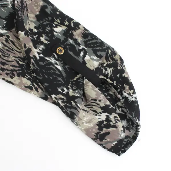 Daniel Rainn Black/Green Quarter Length Sleeve Button Up Top Womens Size PL