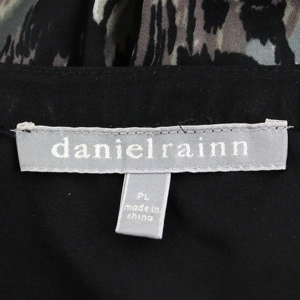 Daniel Rainn Black/Green Quarter Length Sleeve Button Up Top Womens Size PL