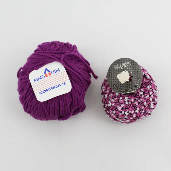 Lot 2 Balls Yarn: Pinguin Corrida & Filatura Di Crosa Brands, Purple & Pink New