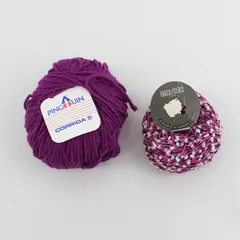 Lot 2 Balls Yarn: Pinguin Corrida & Filatura Di Crosa Brands, Purple & Pink New