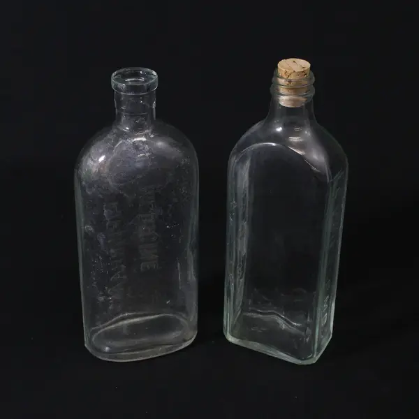 2 Vintage clear Glass Pharmaceutical Bottles Lydia Pinkham And R.W. Pierce